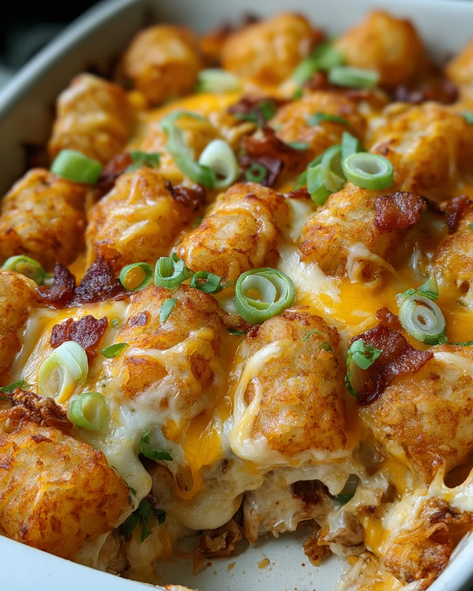 Easy Chicken Bacon Ranch Tater Tot Casserole