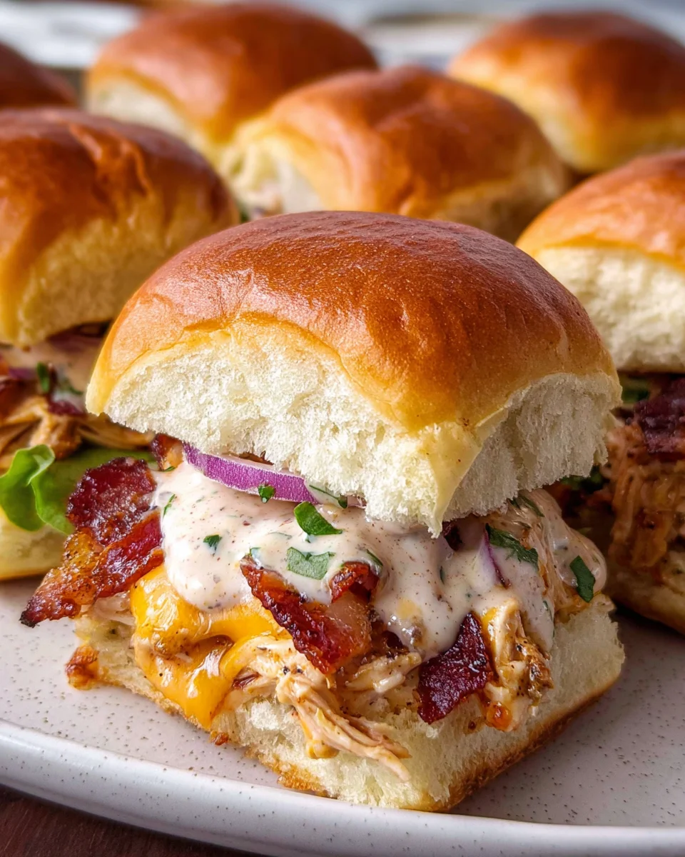 Bacon Ranch BBQ Chicken Sliders