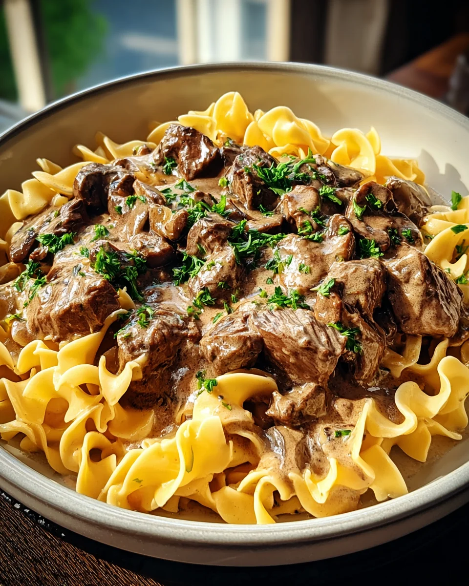 Beef Stroganoff with Egg Noodles