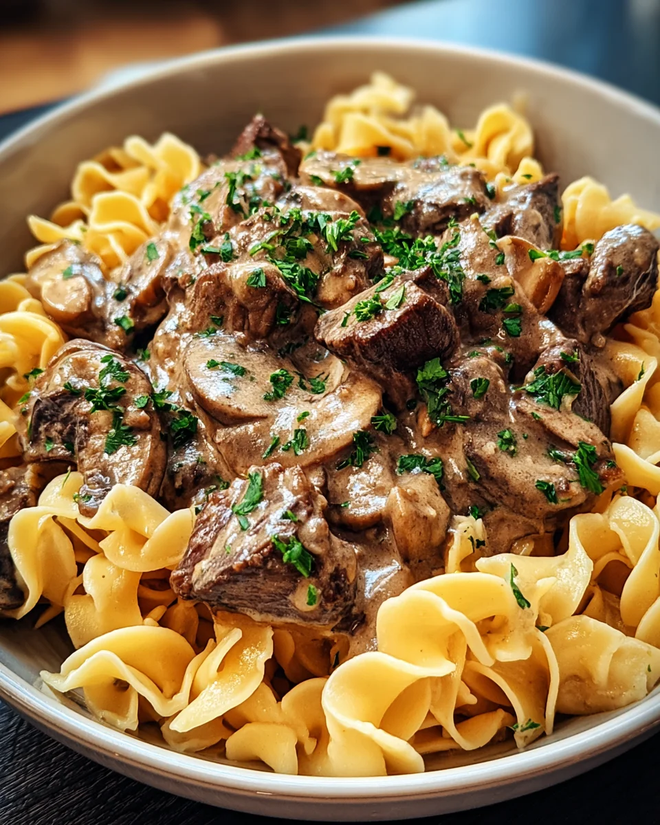 Beef Stroganoff with Egg Noodles 25 Beef