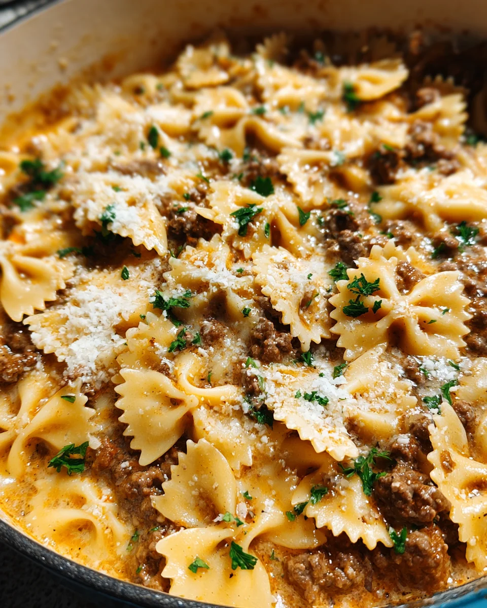 Cheesy Beef and Bowtie Pasta in Garlic Butter 22 Cheesy