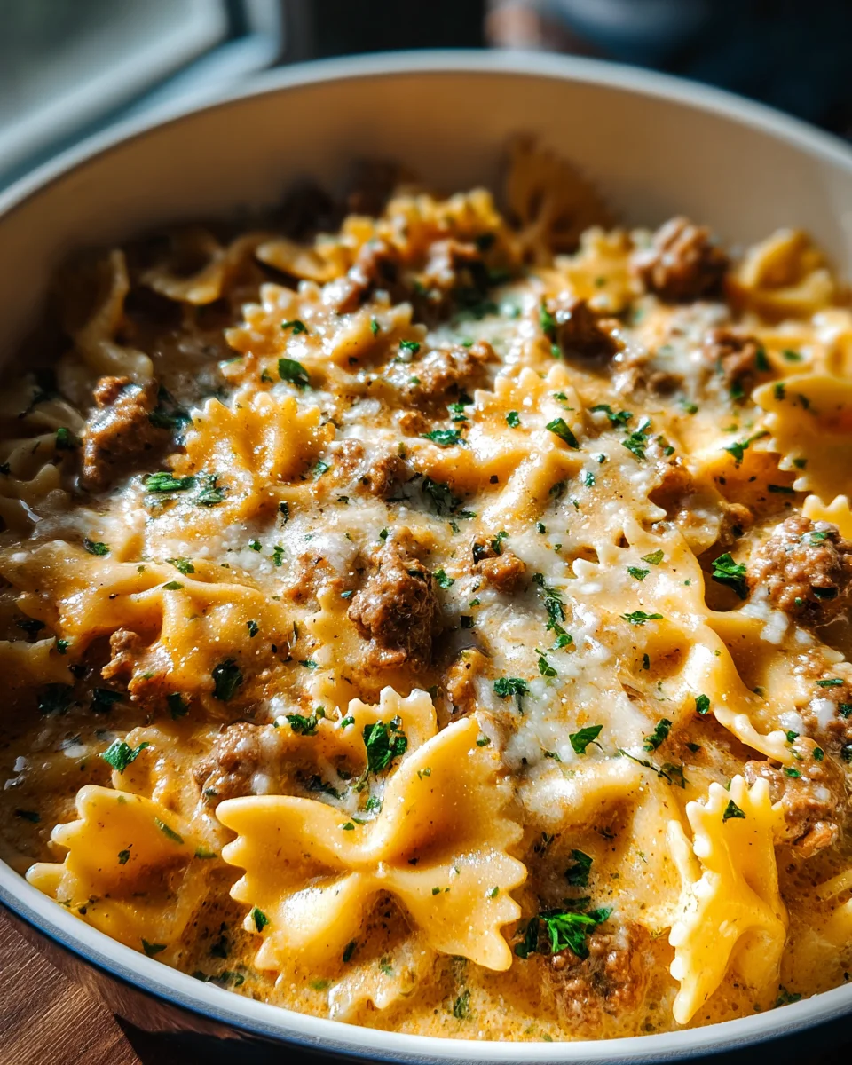 Cheesy Beef and Bowtie Pasta in Garlic Butter 23 Cheesy