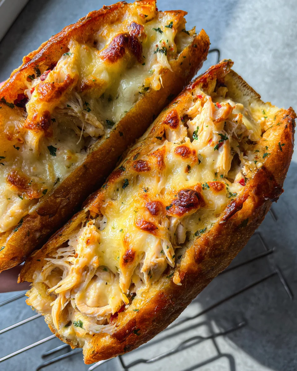 Cheesy Chicken Garlic Bread Sandwich