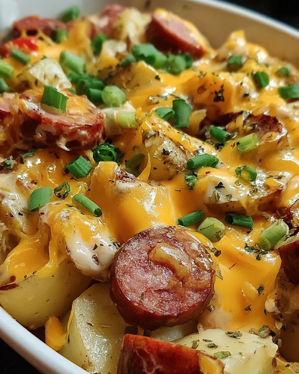Cheesy Ranch Potatoes and Smoked Sausage