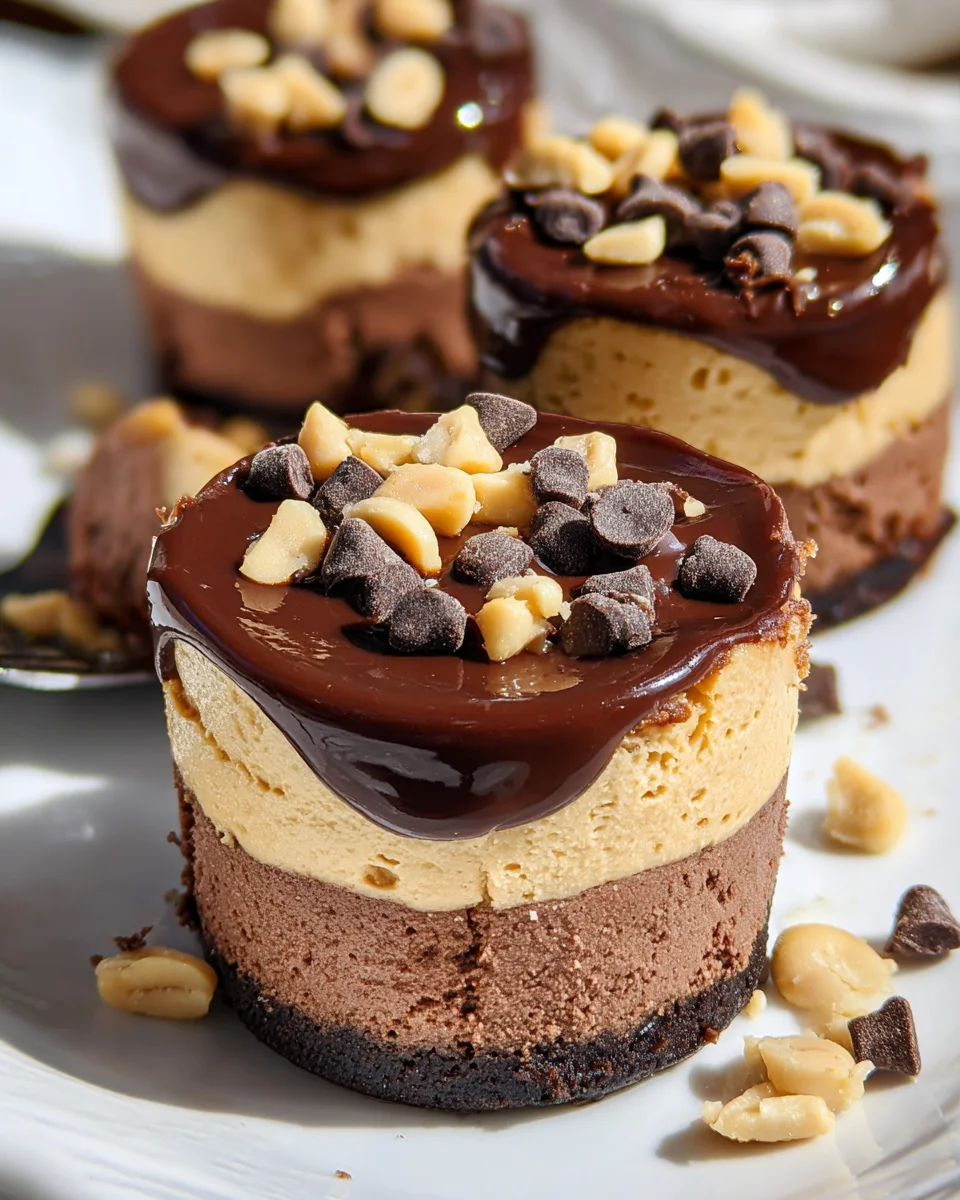 Chocolate Peanut Butter Mini Cheesecakes