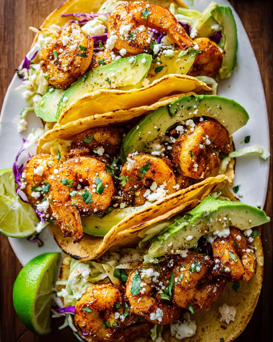 Cilantro Lime Shrimp Tacos with Creamy Slaw