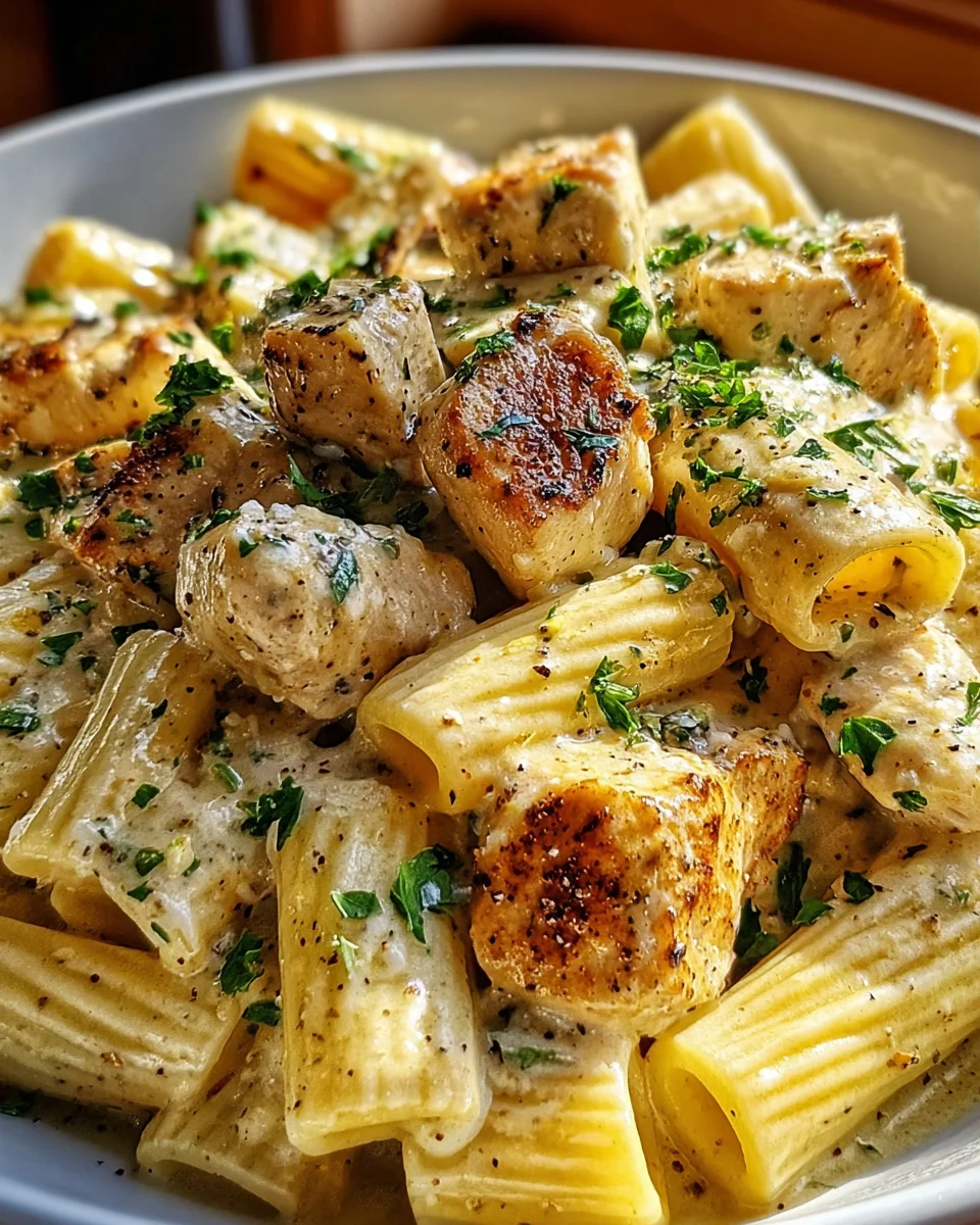 Creamy Garlic Butter Chicken and Rigatoni in Parmesan Sauce 20 Creamy