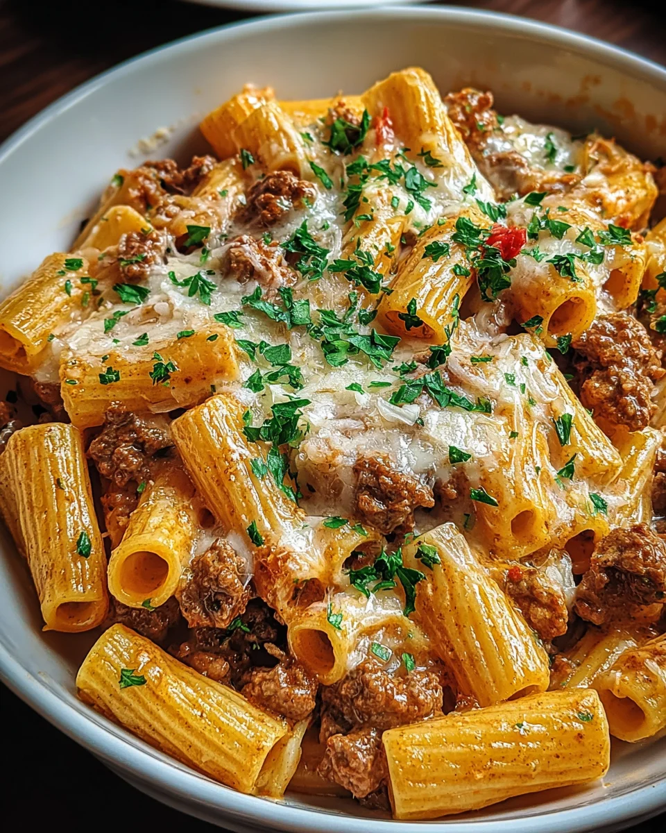 Creamy Parmesan Beef Rigatoni