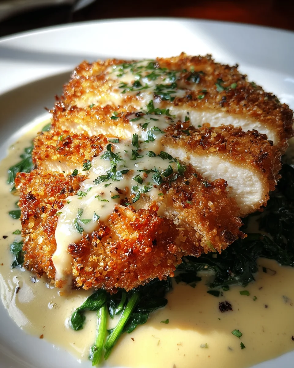 Crispy Parmesan Chicken with a Rich Garlic Sauce