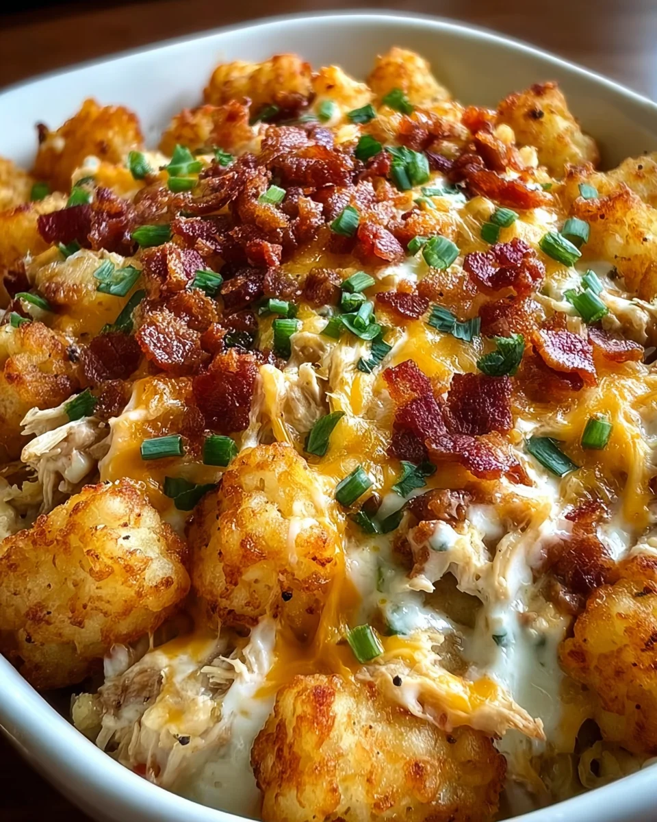 Easy Chicken Bacon Ranch Tater Tot Casserole