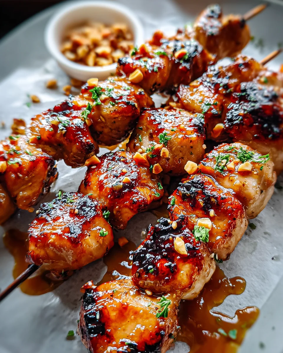 Easy Grilled Asian Chicken Skewers with Honey Garlic Sauce