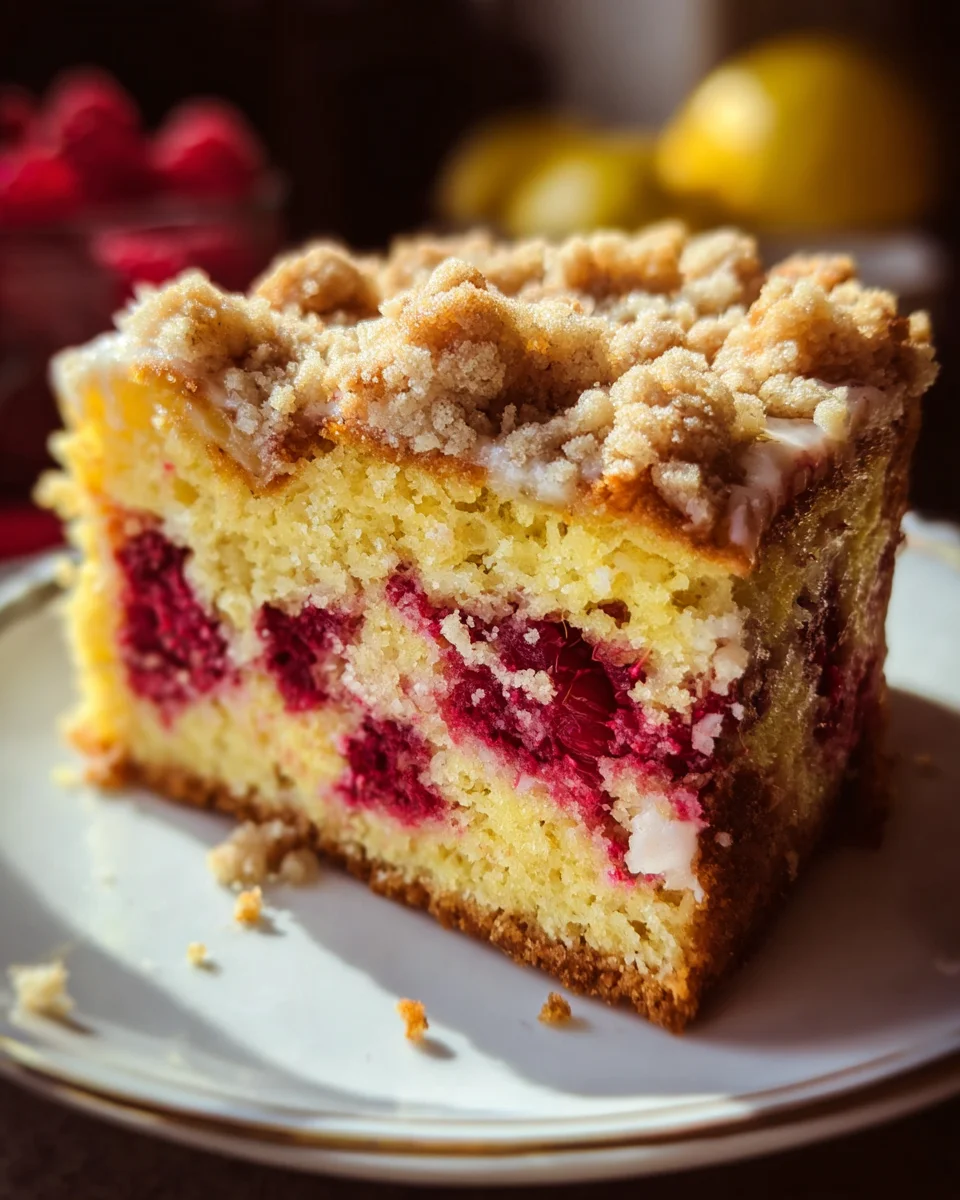 Easy Lemon Raspberry Cake with Crumb Topping