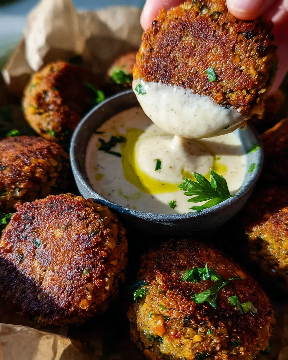 Easy Lentil Patties (with Lemon Tahini Dip)