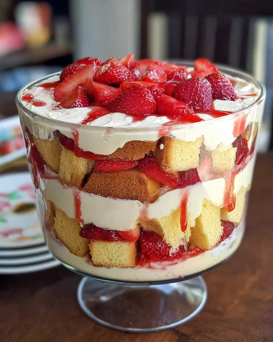 Easy Strawberry Trifle with Pound Cake