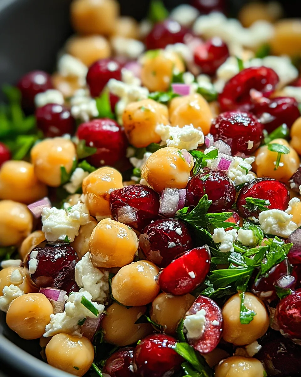 Feta & Cranberry Chickpeas with Lemon Vinaigrette