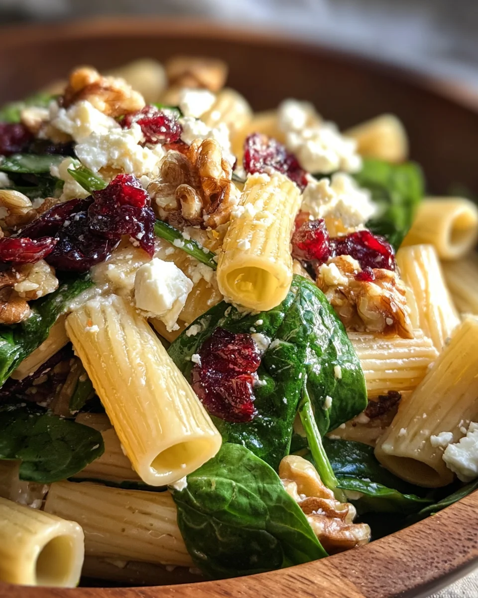 Feta & Cranberry Rigatoni Salad with Lemon Vinaigrette