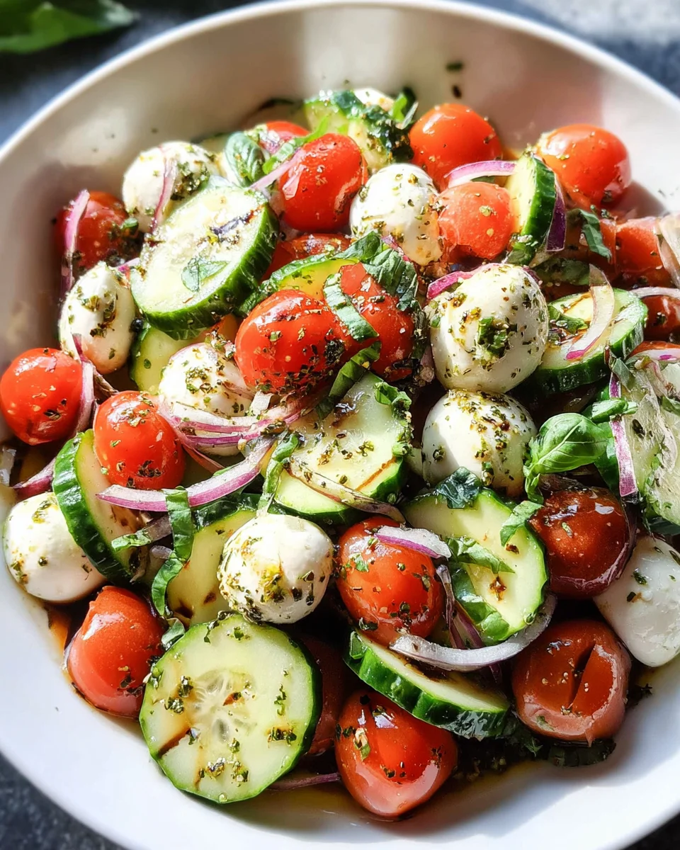 Fresh Cucumber Caprese Salad