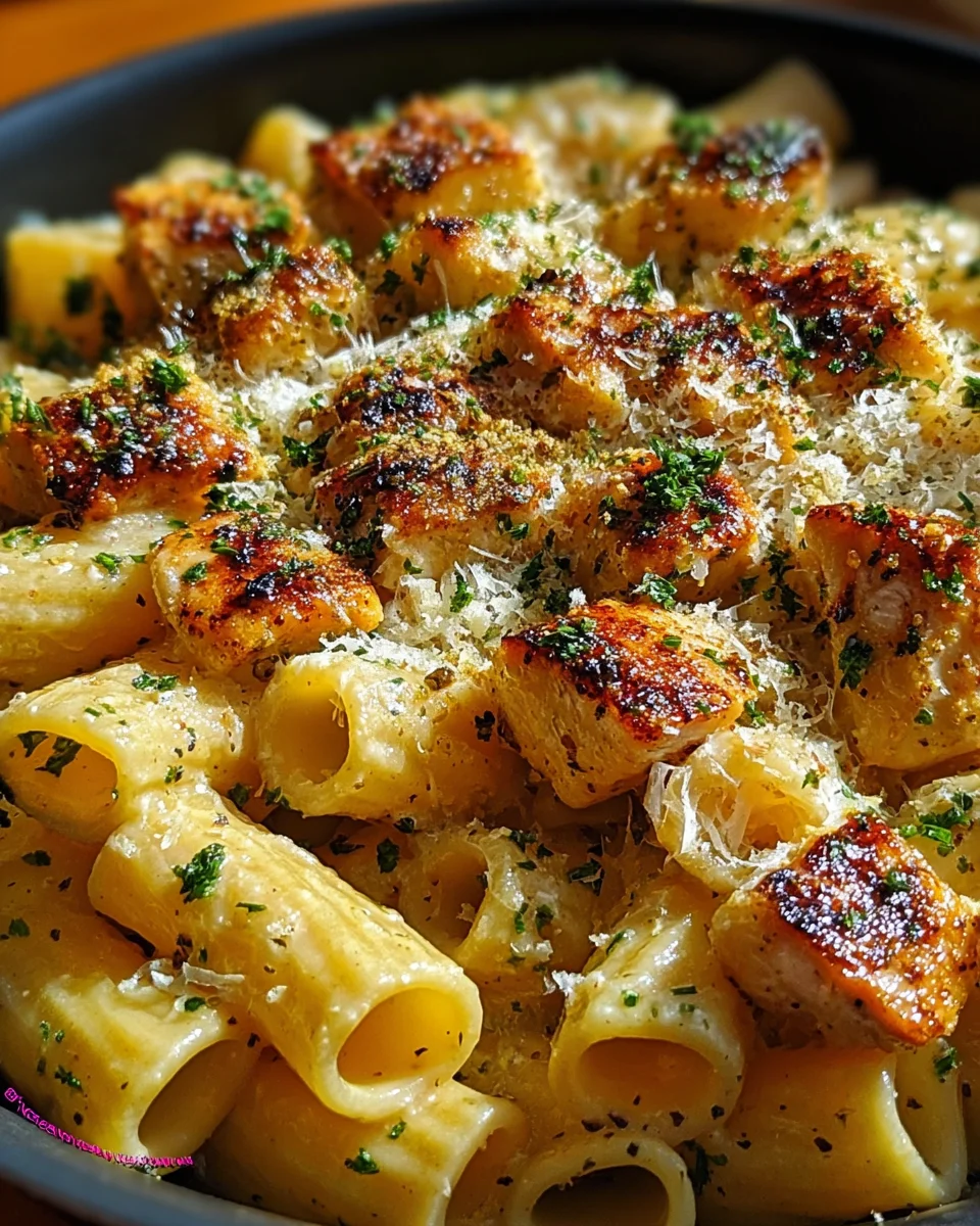 Garlic Butter Chicken with Rigatoni and Parmesan