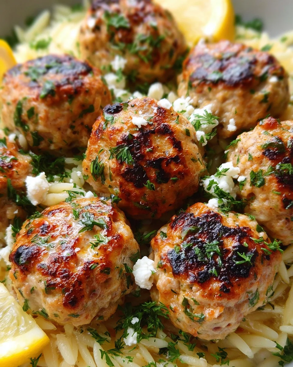 Greek Chicken Meatballs with Lemon Orzo 19 Greek