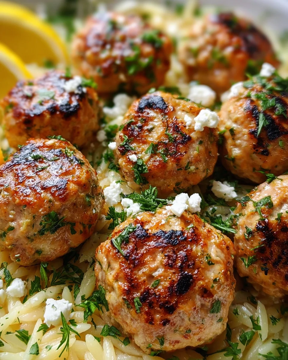 Greek Chicken Meatballs with Lemon Orzo 20 Greek