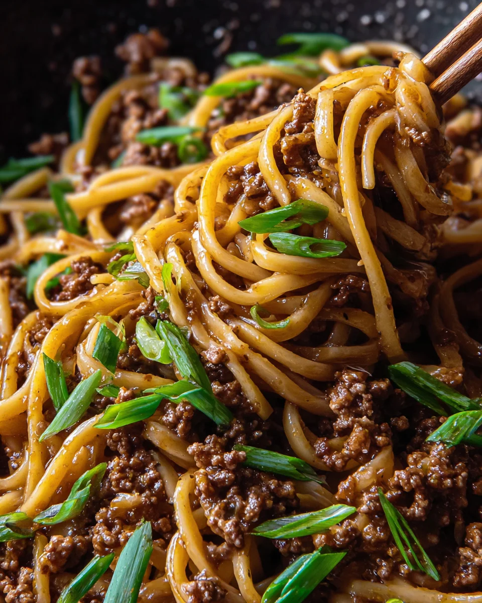 Ground Beef Mongolian Noodles