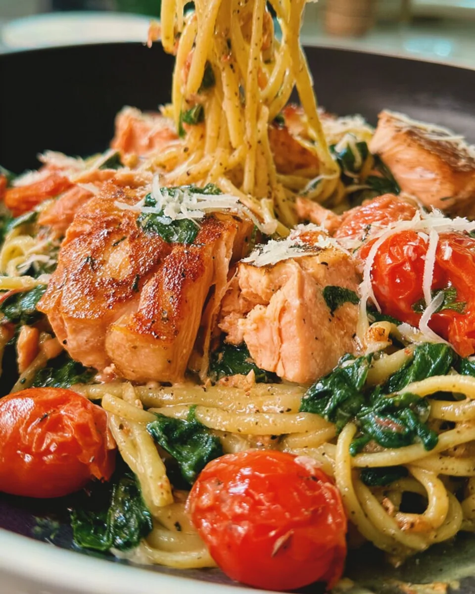 Healthy & Creamy Tuscan Salmon Pasta