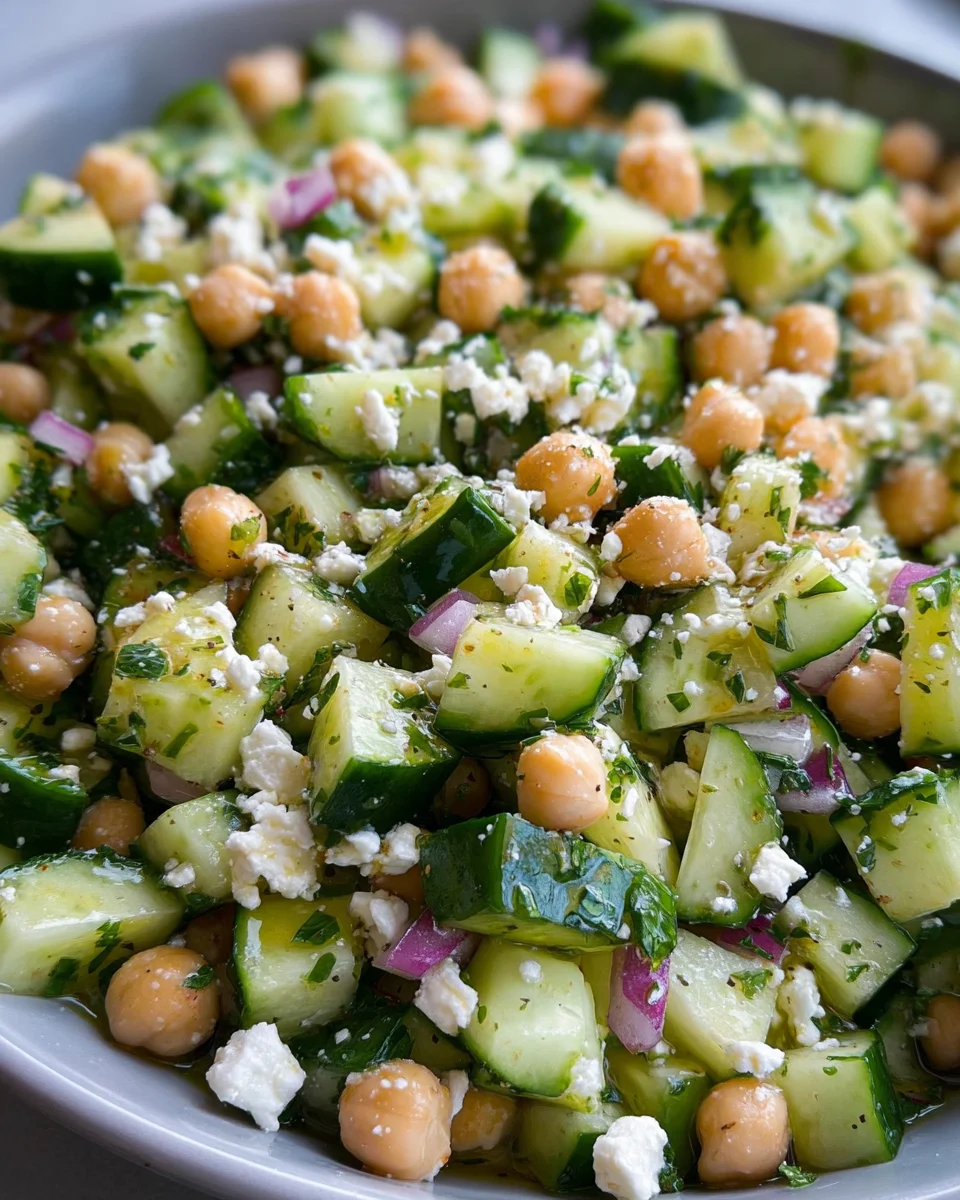 Herby Cucumber Salad with Feta and Chickpeas