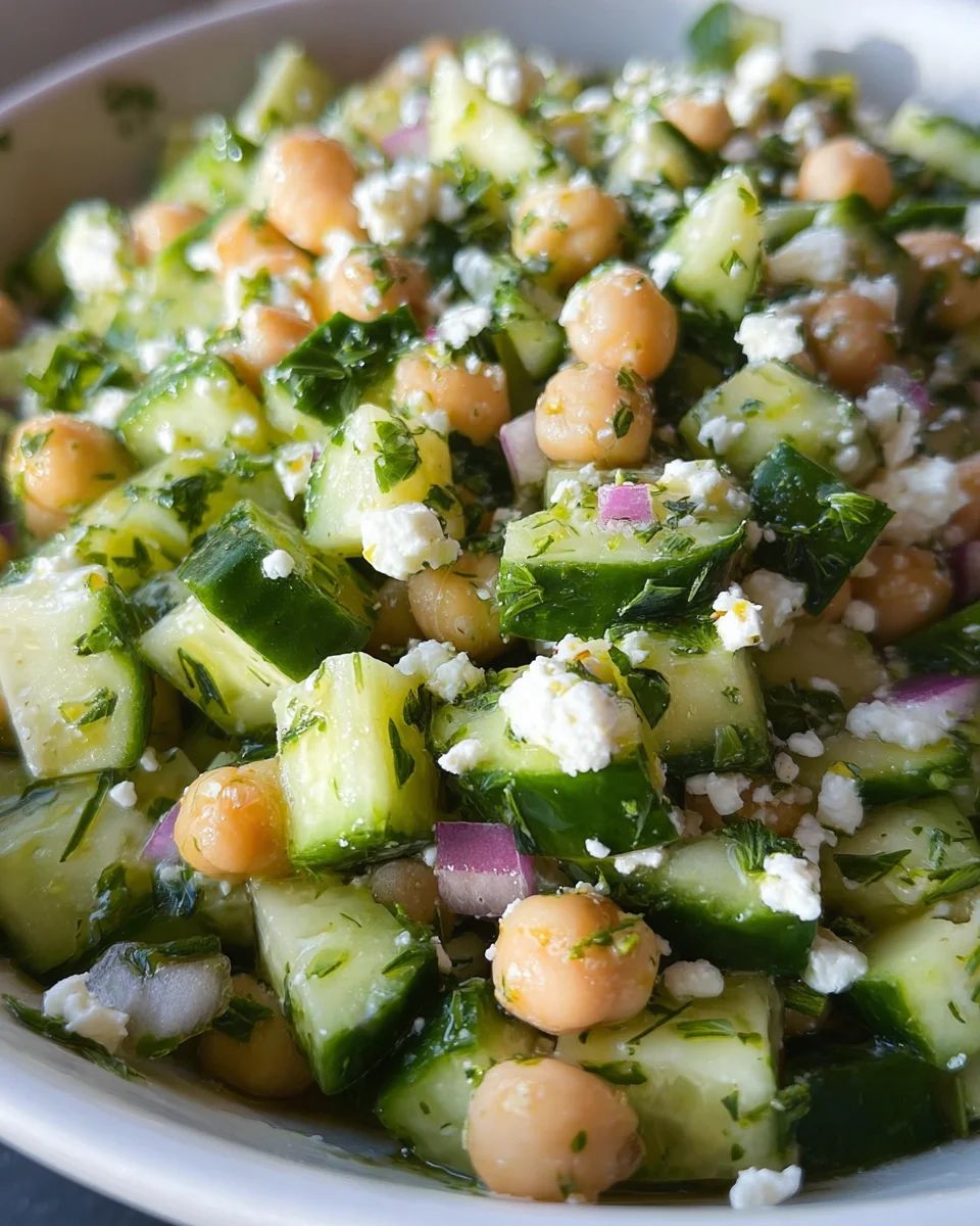 Herby Cucumber Salad with Feta and Chickpeas 19 Herby