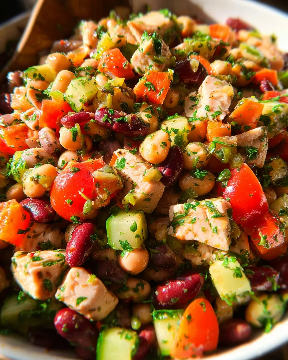 High-Protein Dense Bean Salad with Chicken