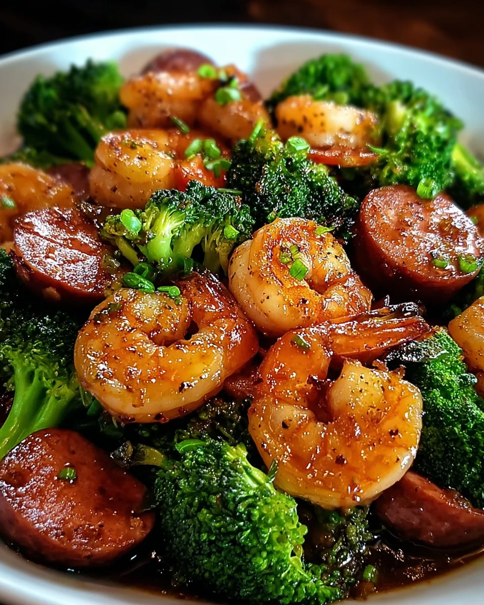 Honey Garlic Shrimp, Sausage, and Broccoli