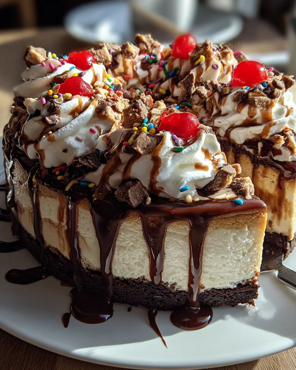 Hot Fudge Sundae Brownie Cheesecake