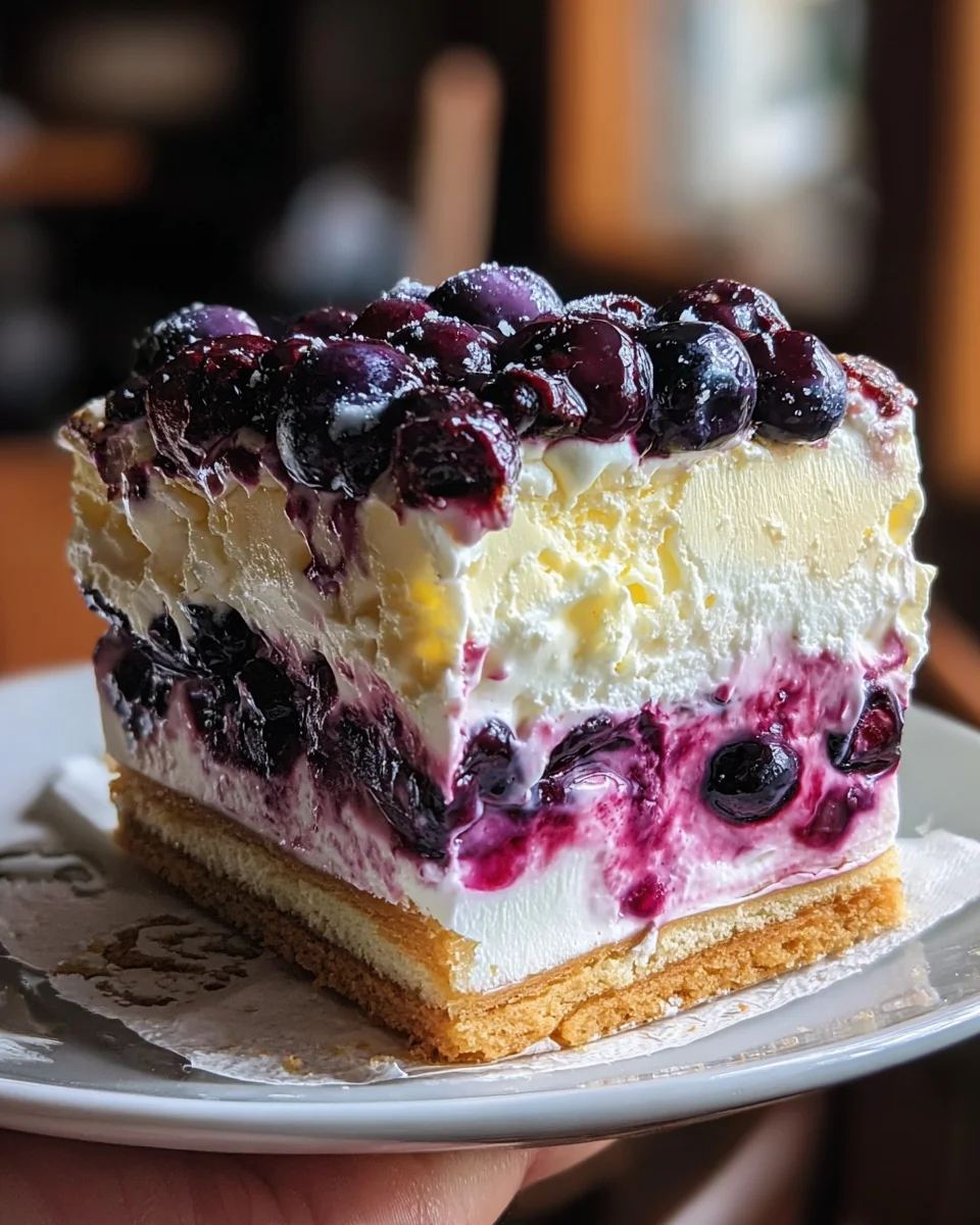 Lemon Blueberry Shortbread Mousse Cake