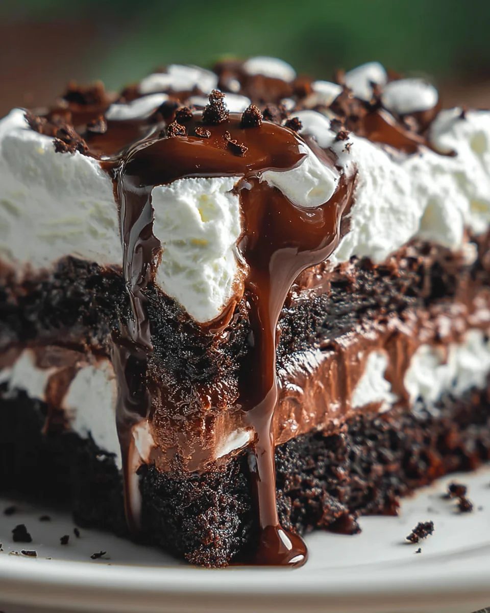 Marshmallow Chocolate Poke Cake