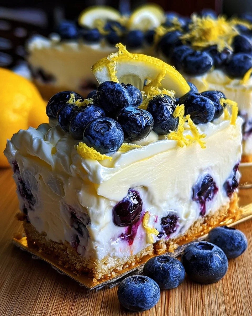 No-Bake Lemon dazzling Blueberry cream Cake