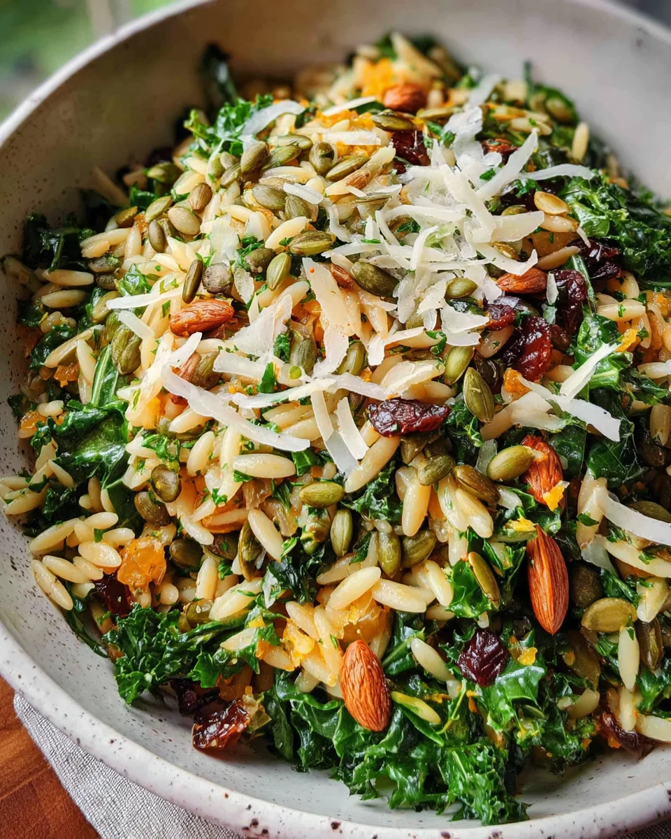 Orzo Kale Salad with Lemon Vinaigrette