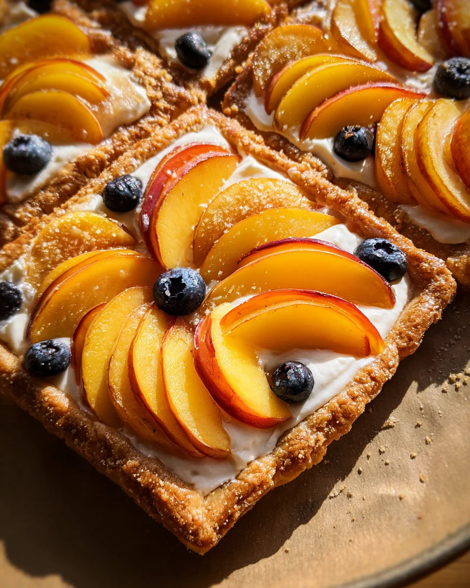 Peaches and Cream Puff Pastry Tart 19 Peaches
