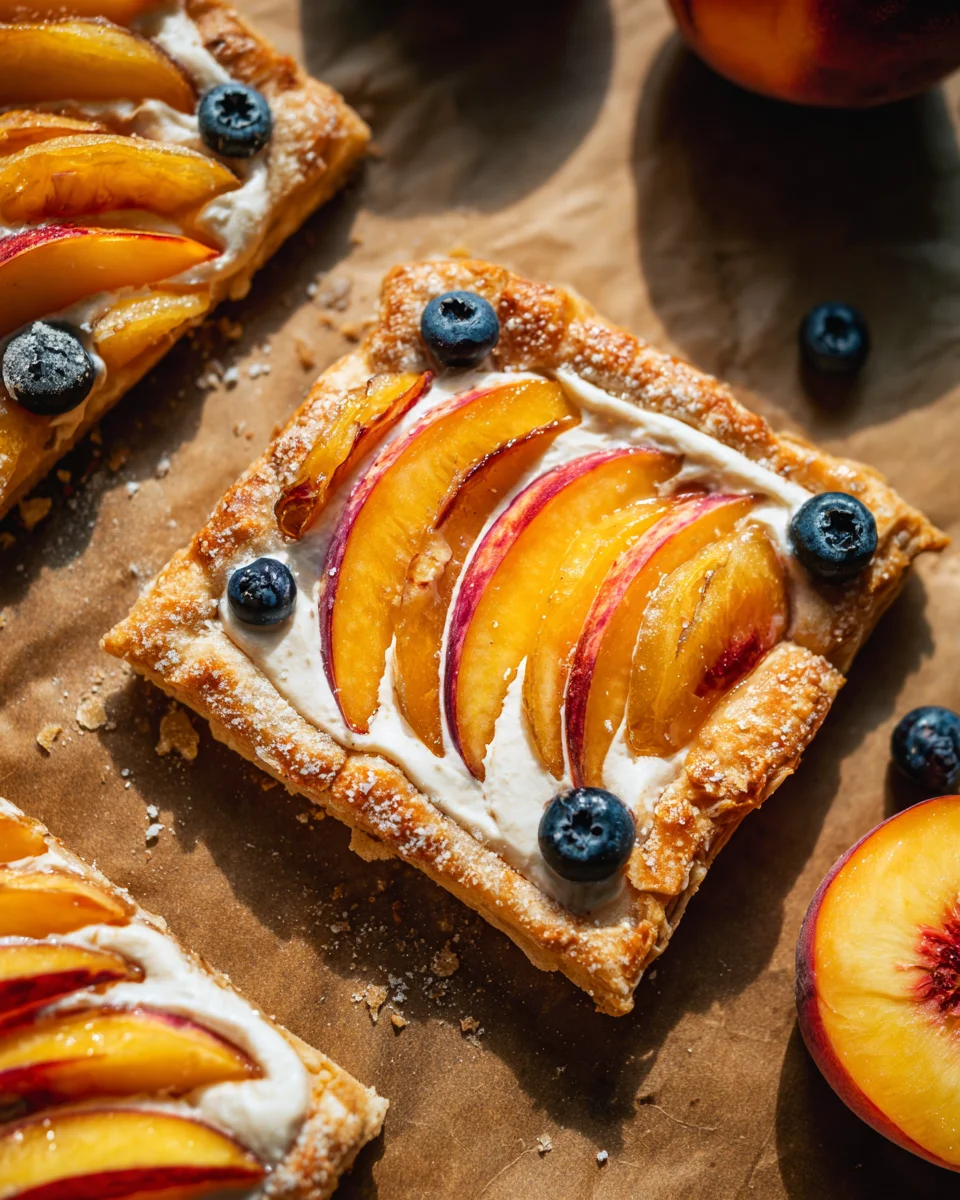 Peaches and Cream Puff Pastry Tart 20 Peaches