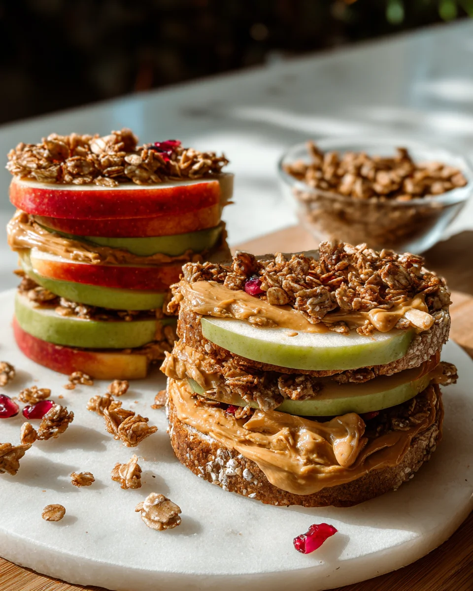 Peanut Butter Apple Sandwiches with Granola 13 Peanut
