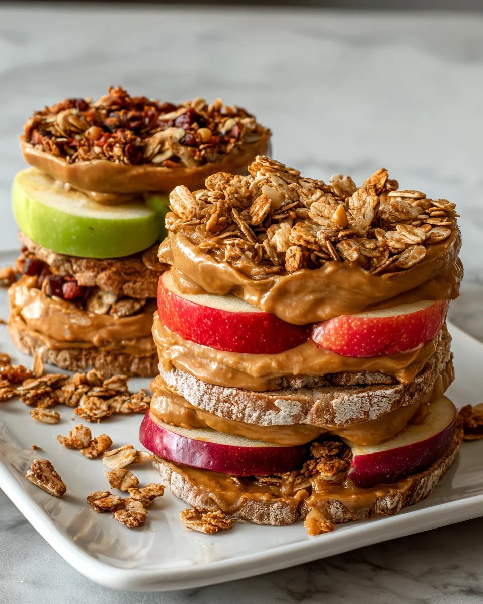 Peanut Butter Apple Sandwiches with Granola 14 Peanut