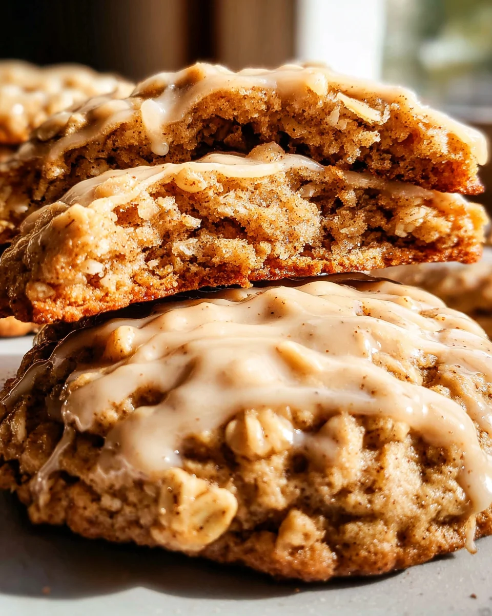 Seriously Thick & Chewy Chai Oatmeal Cookies with Maple Glaze