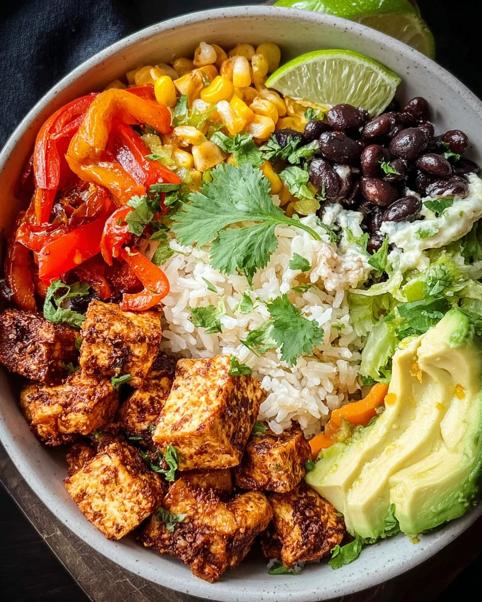 Spicy Baked Tofu Burrito Bowl
