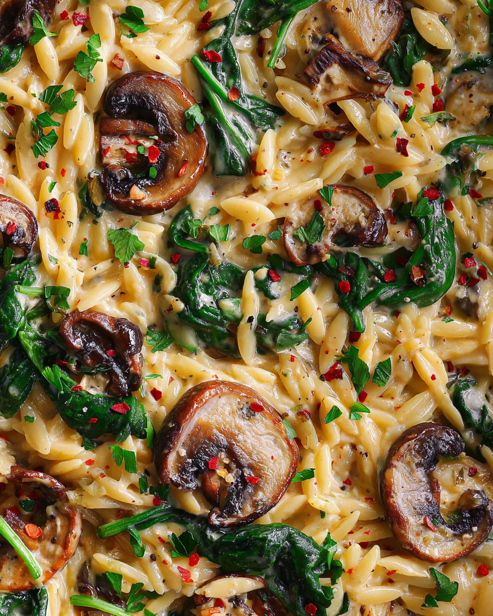 Spinach Mushroom Orzo