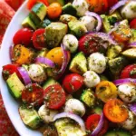 Tomato Cucumber Avocado Salad with Mozzarella and Basil Pesto 19 Tomato Cucumber Avocado Salad with Mozzarella and Basil Pesto