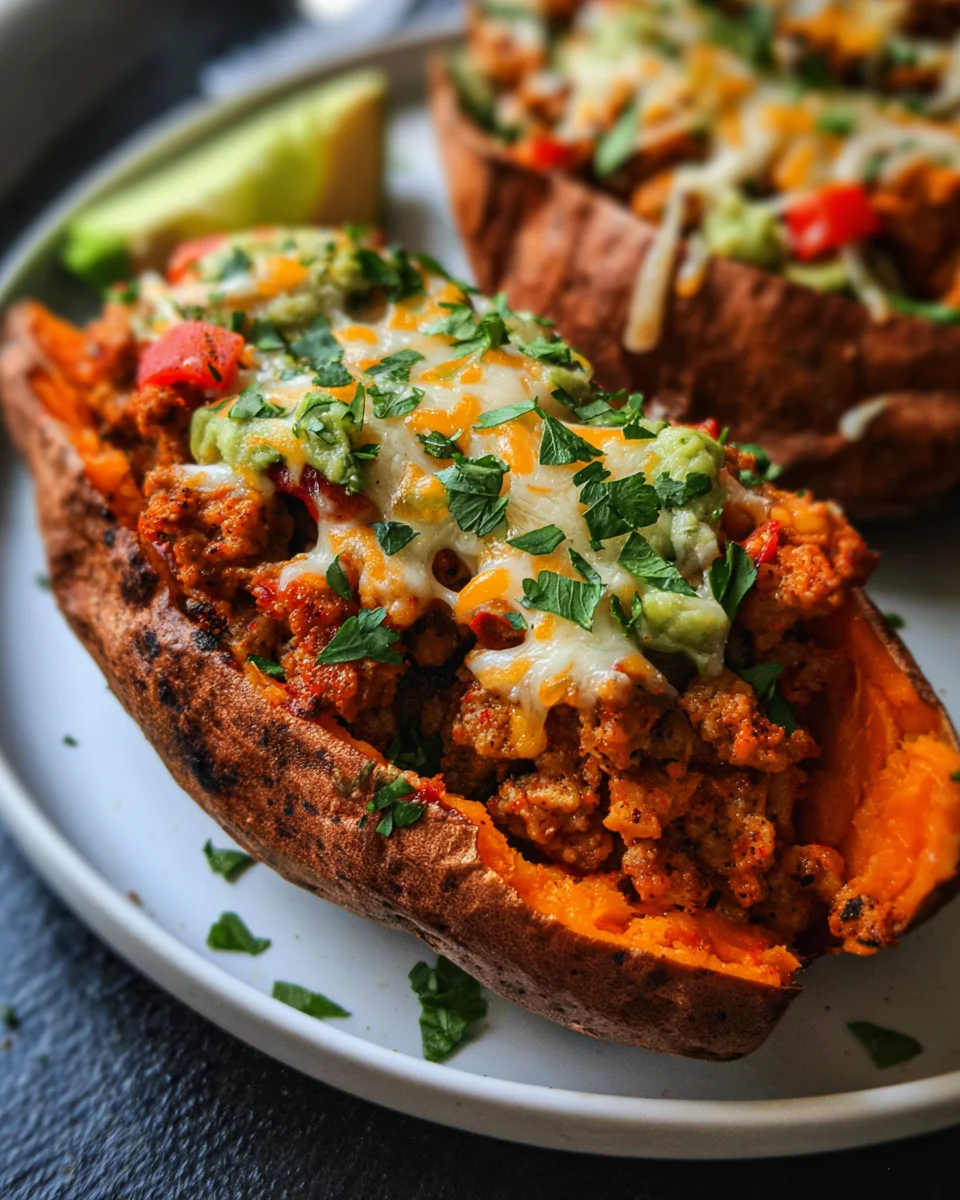 Turkey Taco Stuffed Sweet Potatoes 17 Turkey