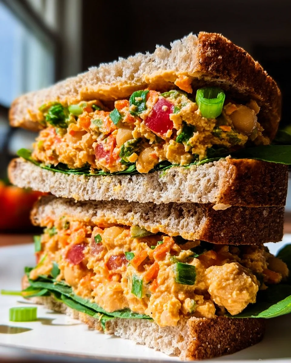 Vegan Buffalo Chickpea Salad Sandwich