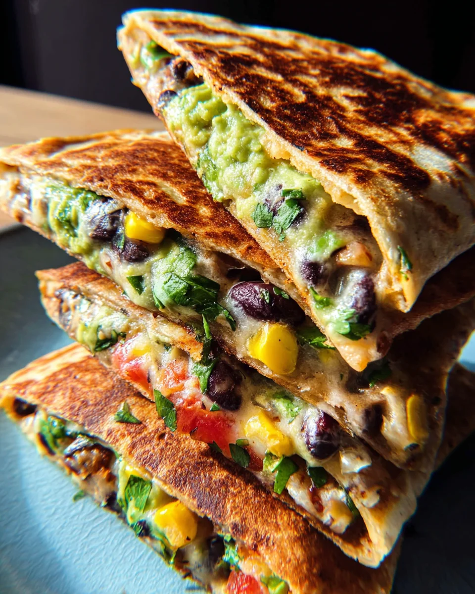 Vegan Quesadillas with Black Beans and Avocado