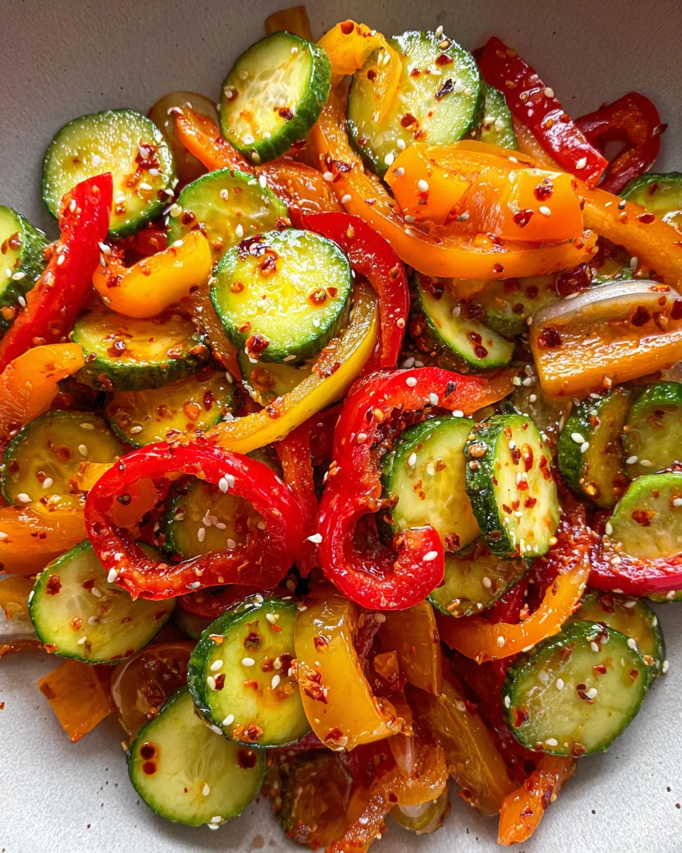 Viral TikTok Cucumber & Bell Pepper Salad