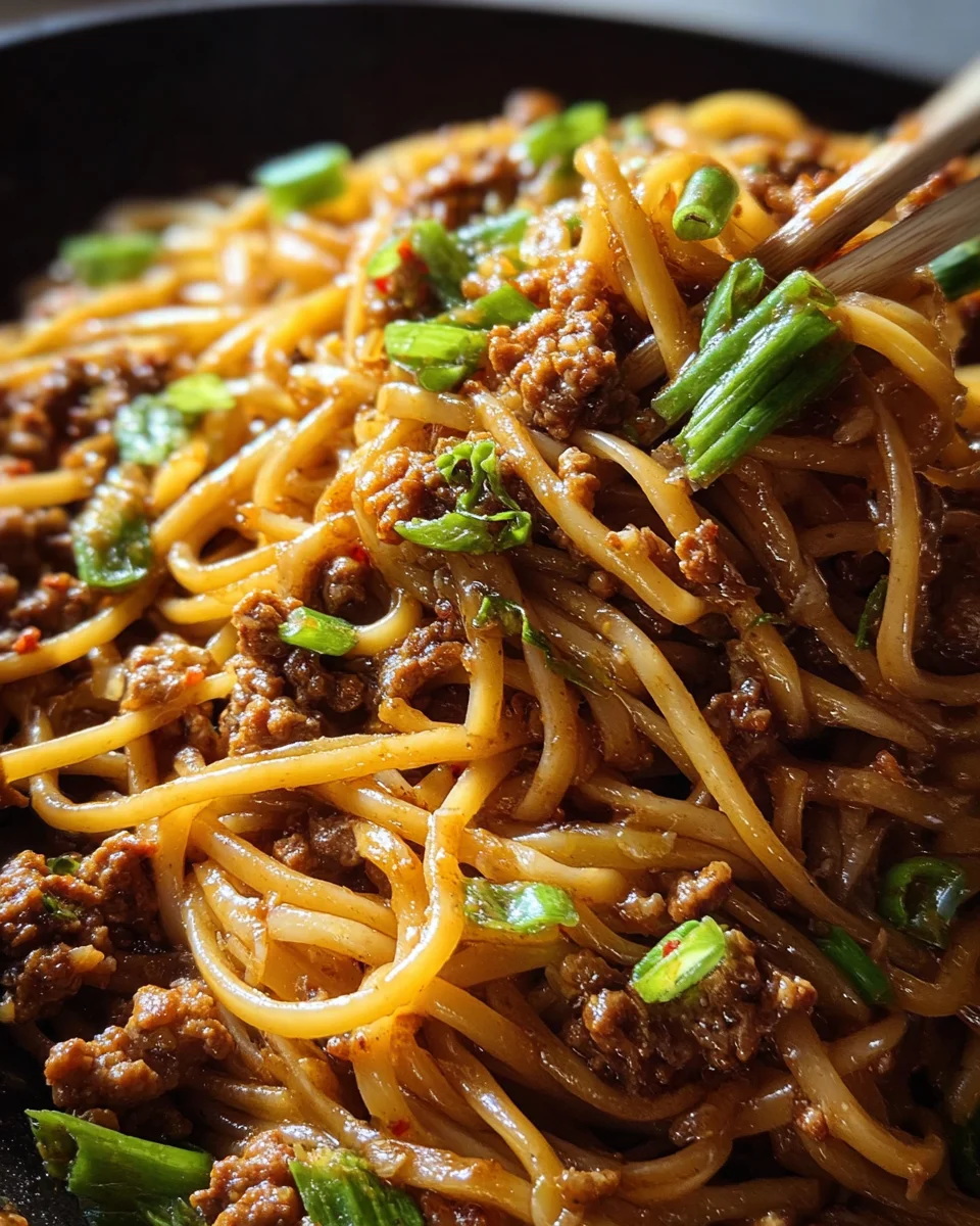 Ground Beef Mongolian Noodles