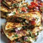 Mediterranean Quesadillas with Spinach, Feta, Mozzarella, and Red Onion